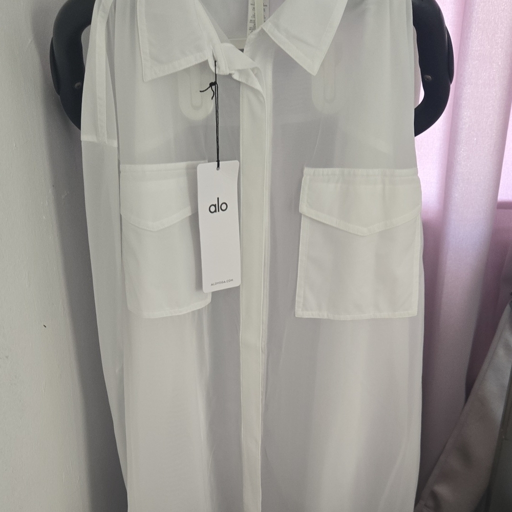 ALO Yoga White Button-Up Shirt